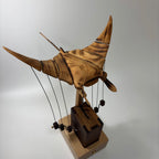 Ocean Majesty: Handcrafted Wooden Manta Ray Automaton