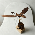 The Obsidian Wing: Handcrafted Walnut Wood Flying Dragon Kinetic Automaton
