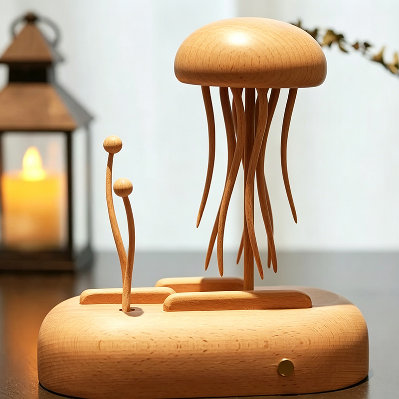 Handcrafted Kinetic Jellyfish | Relaxing Wood Motion Art for Desk
