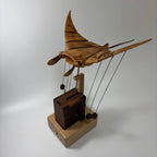 Ocean Majesty: Handcrafted Wooden Manta Ray Automaton