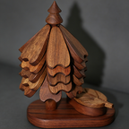 Sapele Wood Christmas Tree Coaster Set - Modular Heat-Resistant Trivet