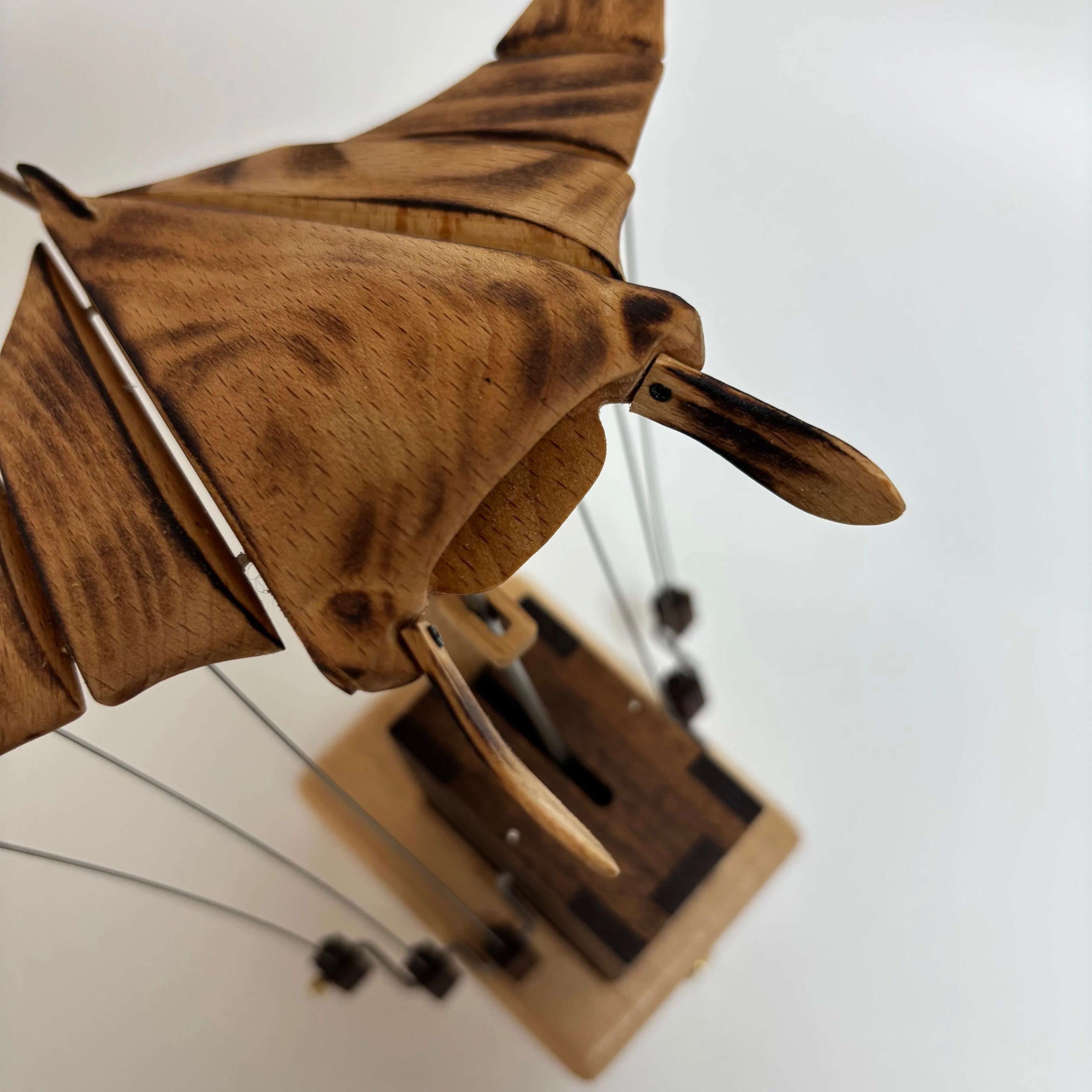 Ocean Majesty: Handcrafted Wooden Manta Ray Automaton