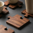 Handcrafted Walnut Puzzle Coaster Set - Modular Wooden Desk Trivet