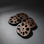Handcrafted Walnut Lotus Root Coaster - Organic Modern Wooden Cup Mat