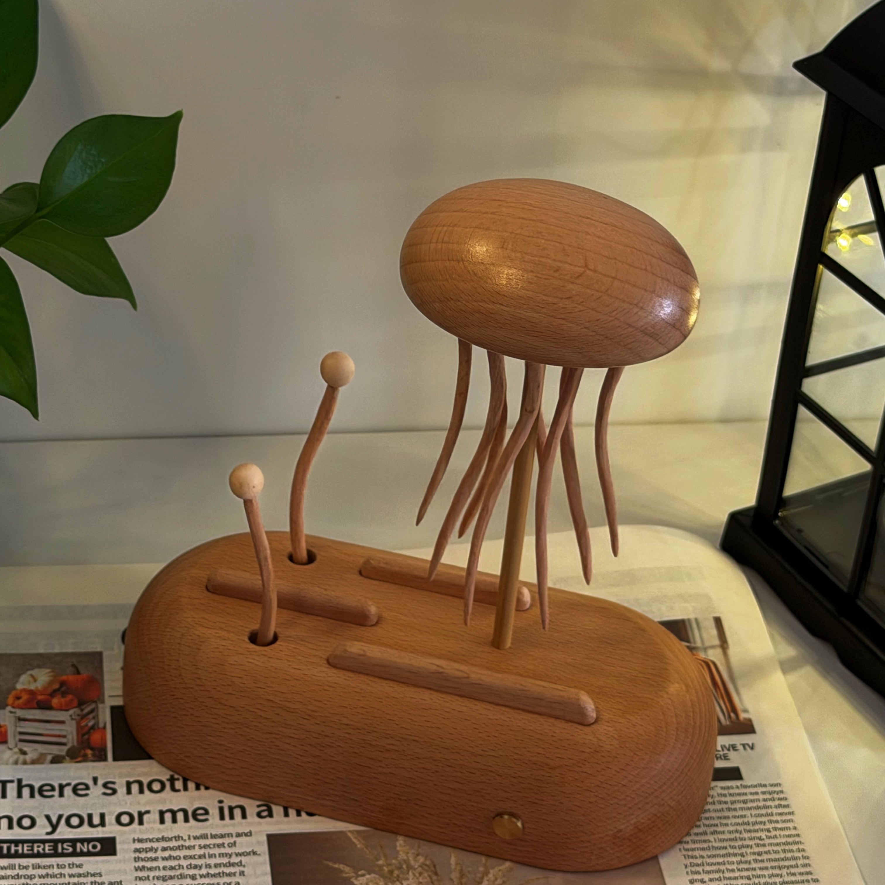 Handcrafted Kinetic Jellyfish | Relaxing Wood Motion Art for Desk