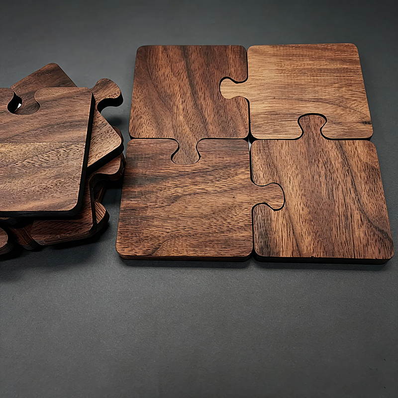 Handcrafted Walnut Puzzle Coaster Set - Modular Wooden Desk Trivet