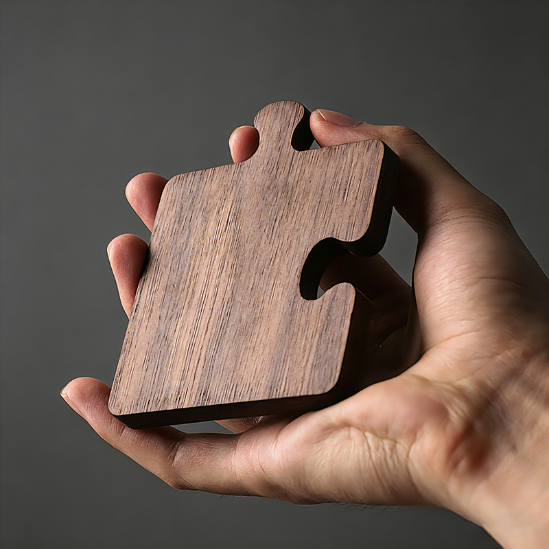 Handcrafted Walnut Puzzle Coaster Set - Modular Wooden Desk Trivet
