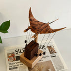 Ocean Majesty: Handcrafted Wooden Manta Ray Automaton