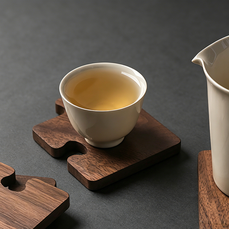 Handcrafted Walnut Puzzle Coaster Set - Modular Wooden Desk Trivet