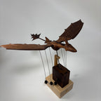 The Obsidian Wing: Handcrafted Walnut Wood Flying Dragon Kinetic Automaton