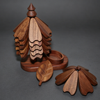 Sapele Wood Christmas Tree Coaster Set - Modular Heat-Resistant Trivet